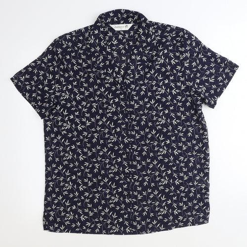 Jumper Womens Blue Geometric Polyester Basic Button-Up Size 14 V-Neck