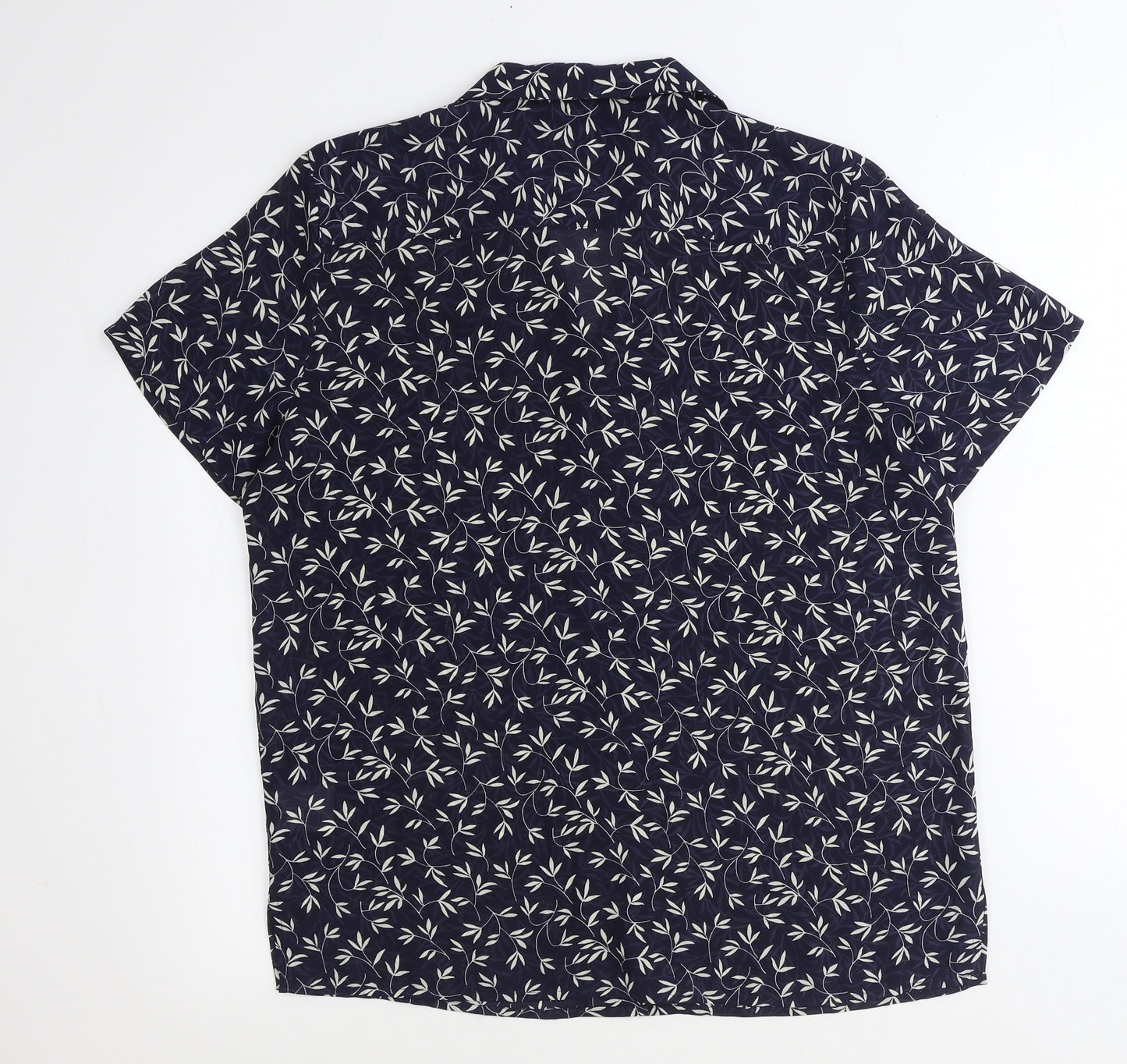 Jumper Womens Blue Geometric Polyester Basic Button-Up Size 14 V-Neck