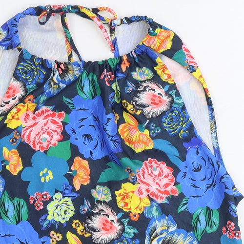 Preworn Womens Blue Geometric Polyester Basic Tank Size 8 Round Neck