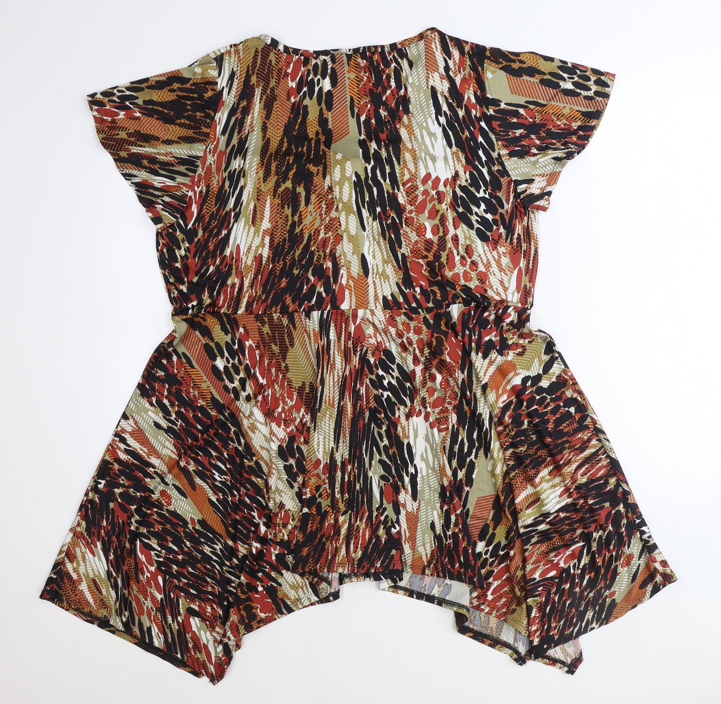 Bon Marche Womens Brown Geometric Polyester Basic Blouse Size 20 Round Neck
