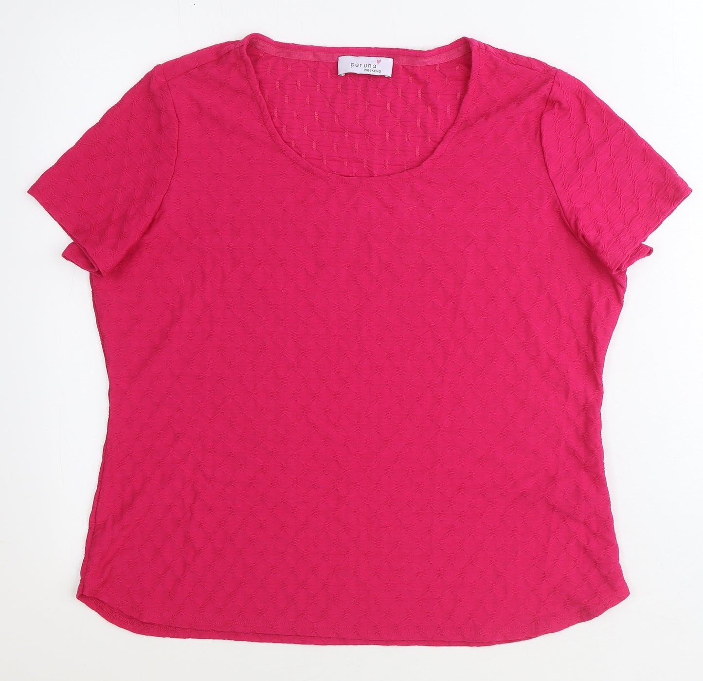 Marks and Spencer Womens Pink Polyester Basic T-Shirt Size 16 Round Neck