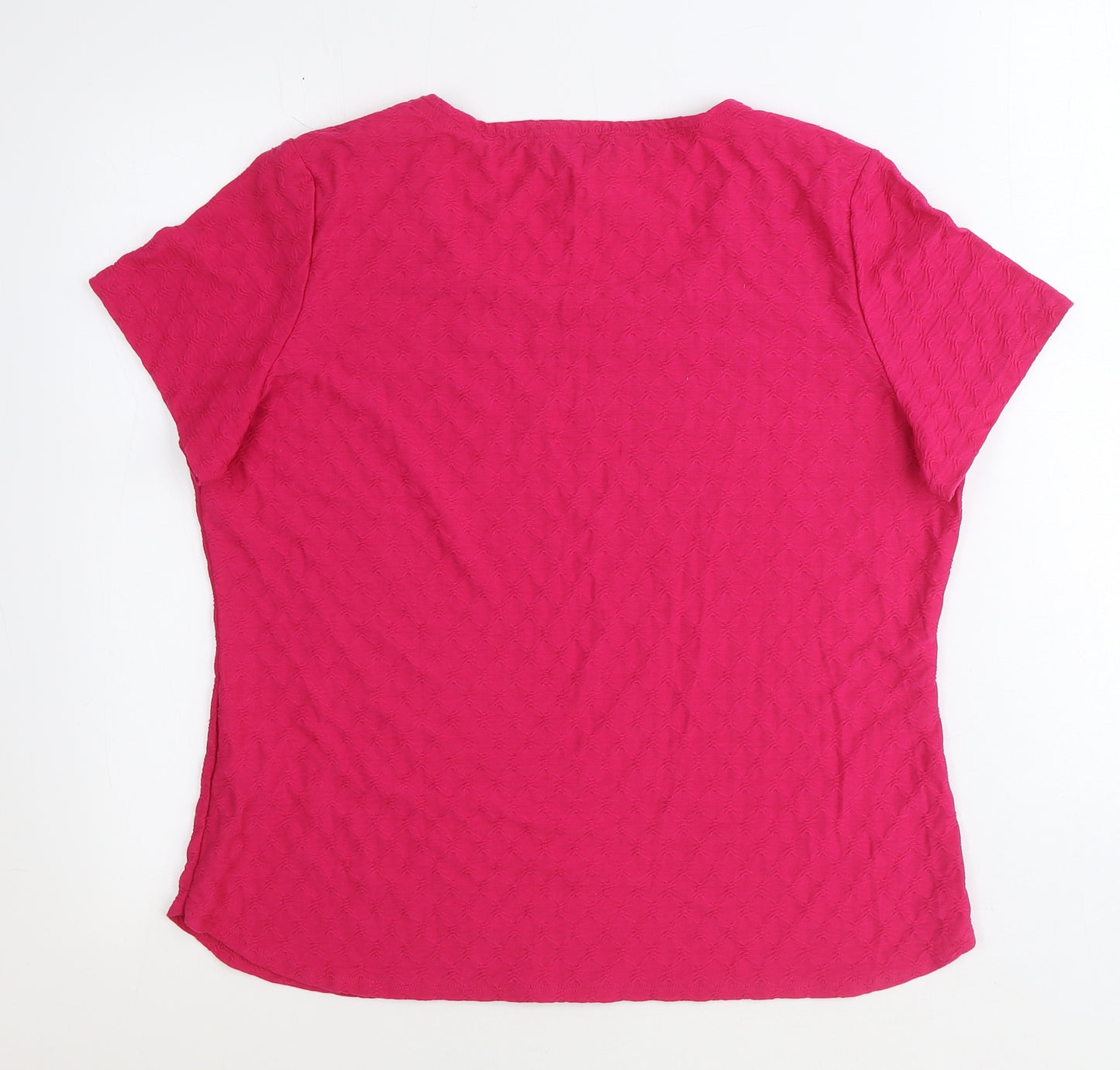 Marks and Spencer Womens Pink Polyester Basic T-Shirt Size 16 Round Neck