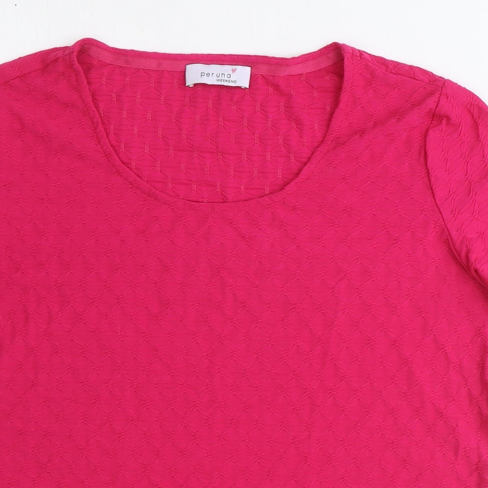 Marks and Spencer Womens Pink Polyester Basic T-Shirt Size 16 Round Neck