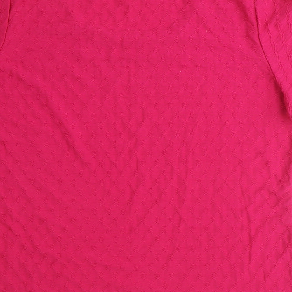 Marks and Spencer Womens Pink Polyester Basic T-Shirt Size 16 Round Neck