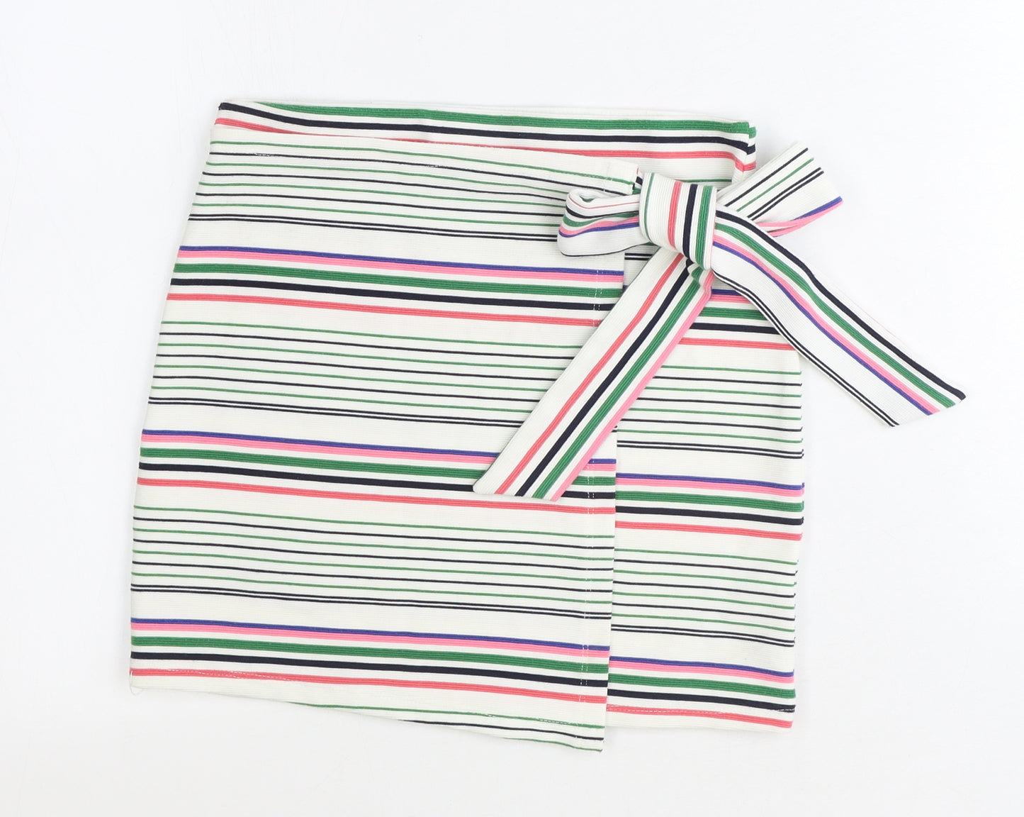 Topshop Womens White Striped Polyester Wrap Skirt Size 6
