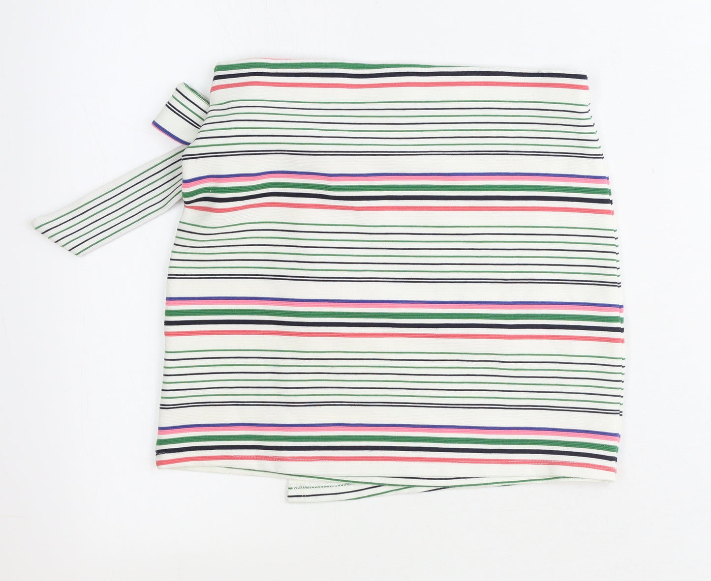 Topshop Womens White Striped Polyester Wrap Skirt Size 6