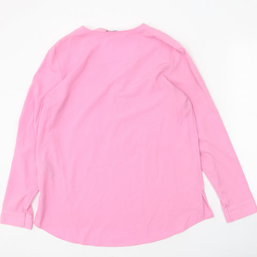 Autograph Womens Pink Polyester Basic Blouse Size 12 V-Neck