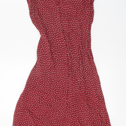 Per Una Womens Red Polka Dot Viscose A-Line Size 12 V-Neck Pullover
