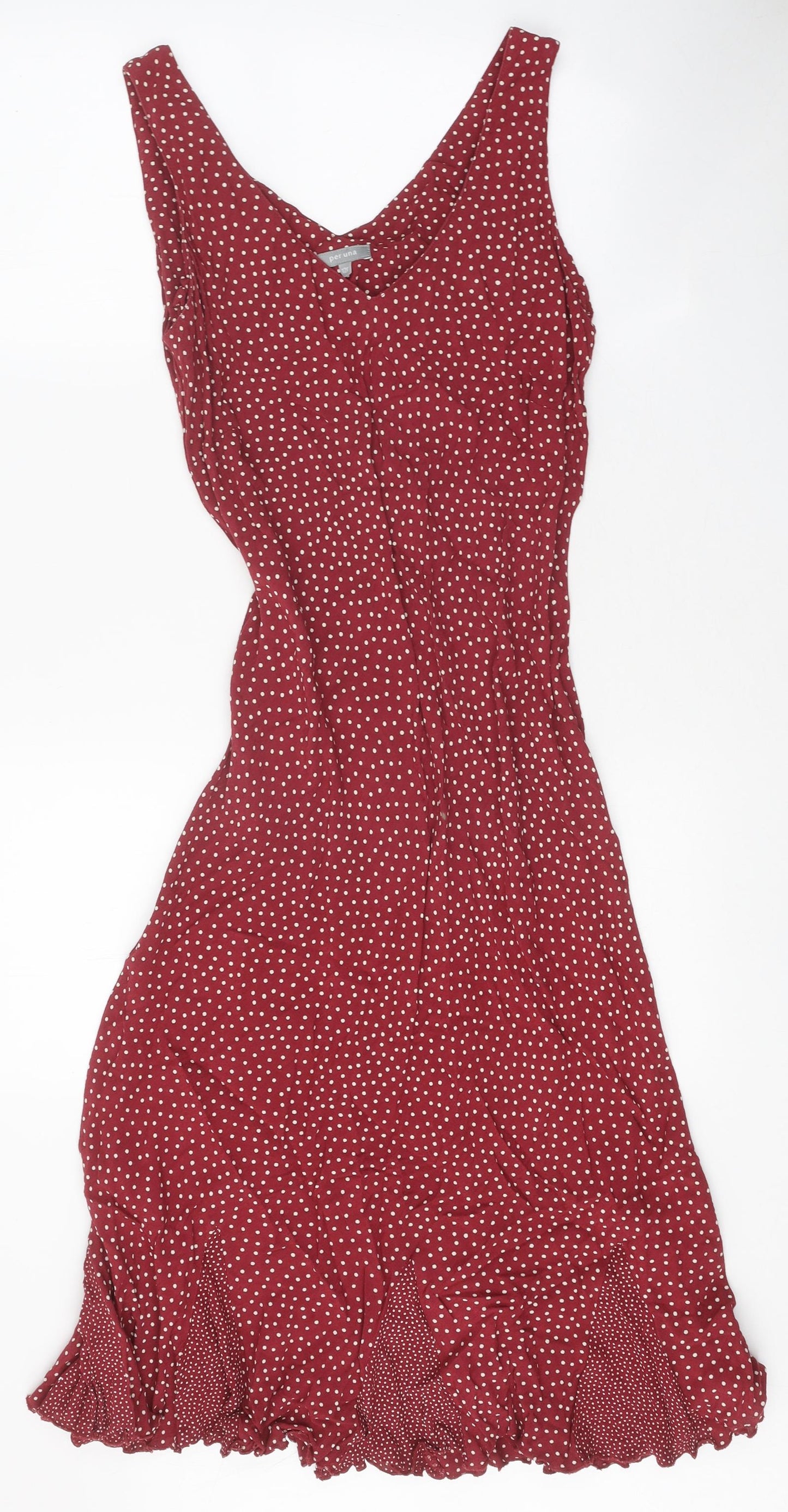 Per Una Womens Red Polka Dot Viscose A-Line Size 12 V-Neck Pullover
