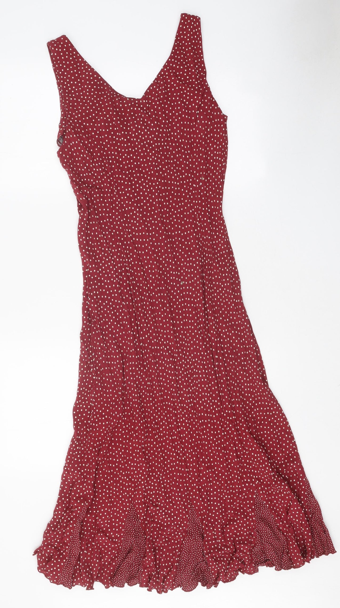 Per Una Womens Red Polka Dot Viscose A-Line Size 12 V-Neck Pullover
