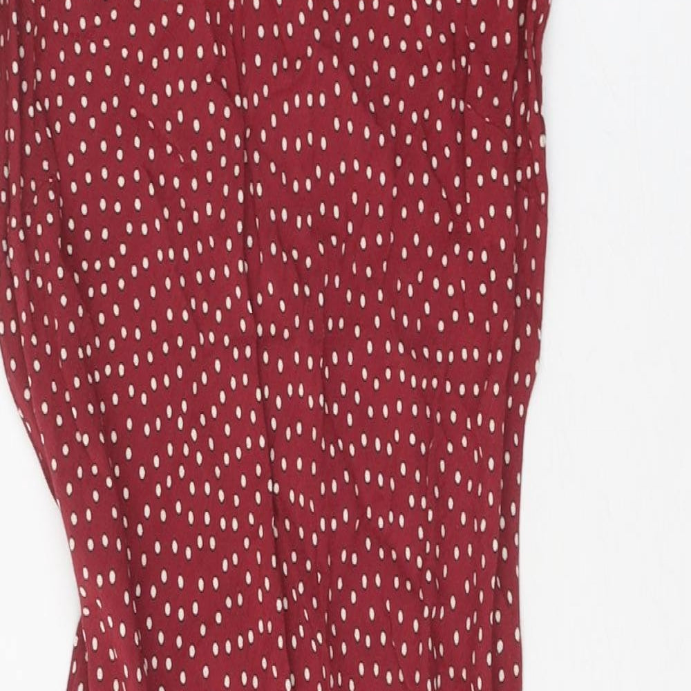 Per Una Womens Red Polka Dot Viscose A-Line Size 12 V-Neck Pullover