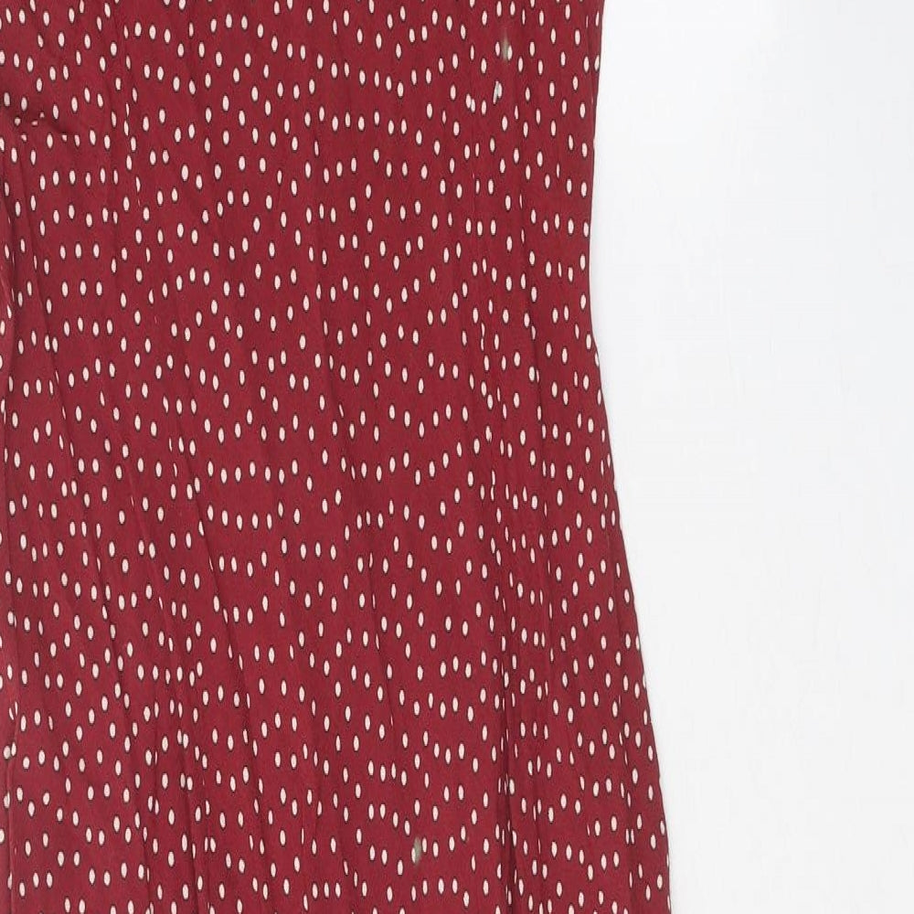 Per Una Womens Red Polka Dot Viscose A-Line Size 12 V-Neck Pullover