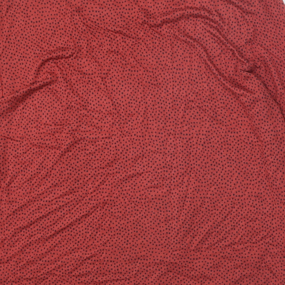 Marks and Spencer Womens Red Geometric Viscose Basic Blouse Size 18 Scoop Neck