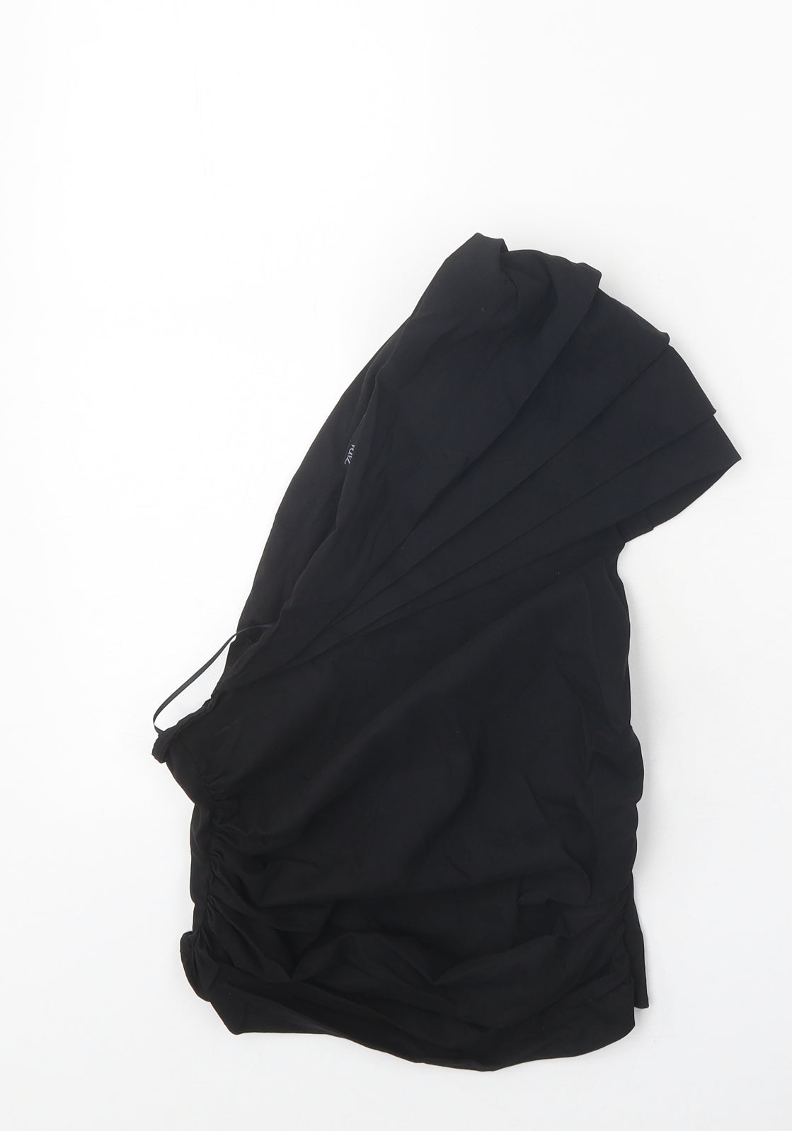 Zara Womens Black Viscose Basic Blouse Size S One Shoulder - Ruched