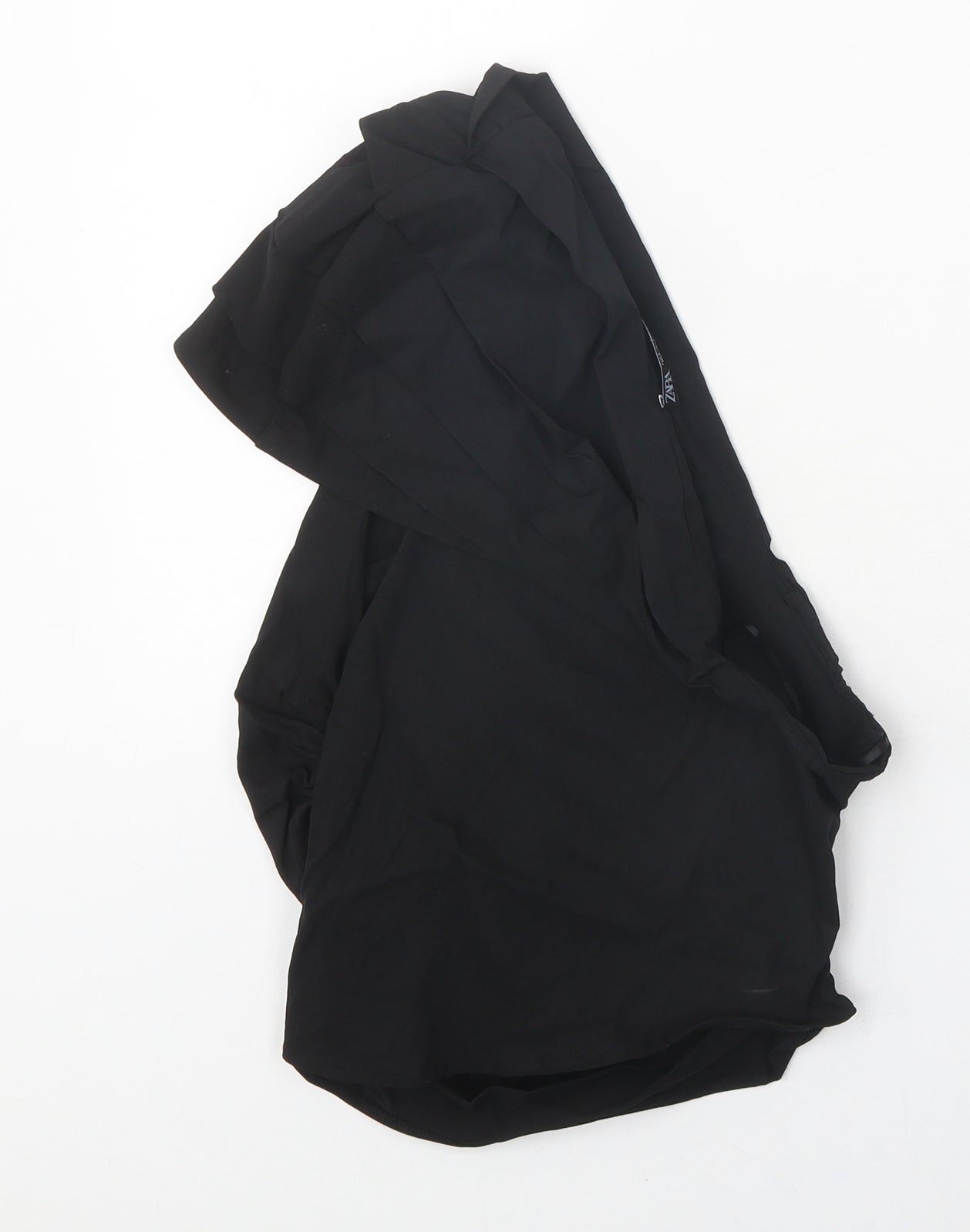 Zara Womens Black Viscose Basic Blouse Size S One Shoulder - Ruched