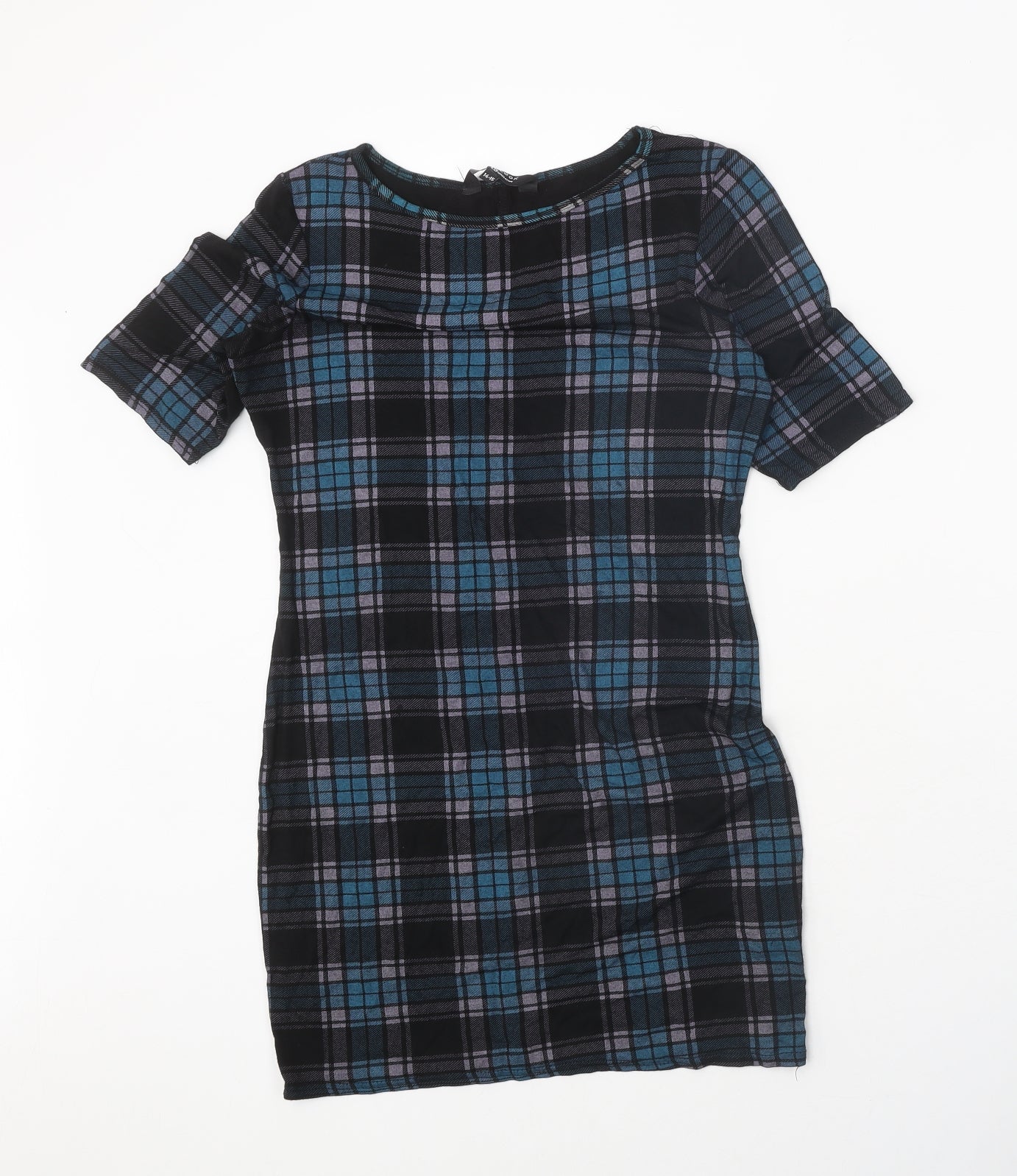 New Look Girls Multicoloured Plaid Viscose Shift Size 14-15 Years Boat Neck Pullover