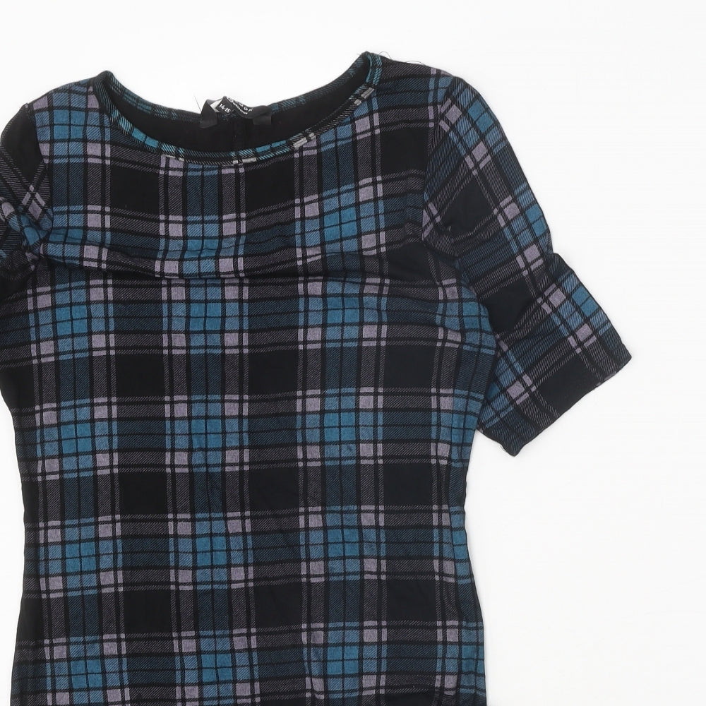 New Look Girls Multicoloured Plaid Viscose Shift Size 14-15 Years Boat Neck Pullover
