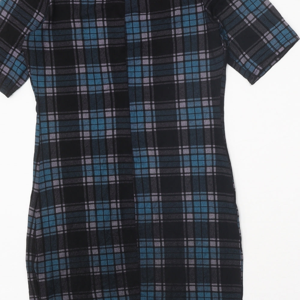 New Look Girls Multicoloured Plaid Viscose Shift Size 14-15 Years Boat Neck Pullover