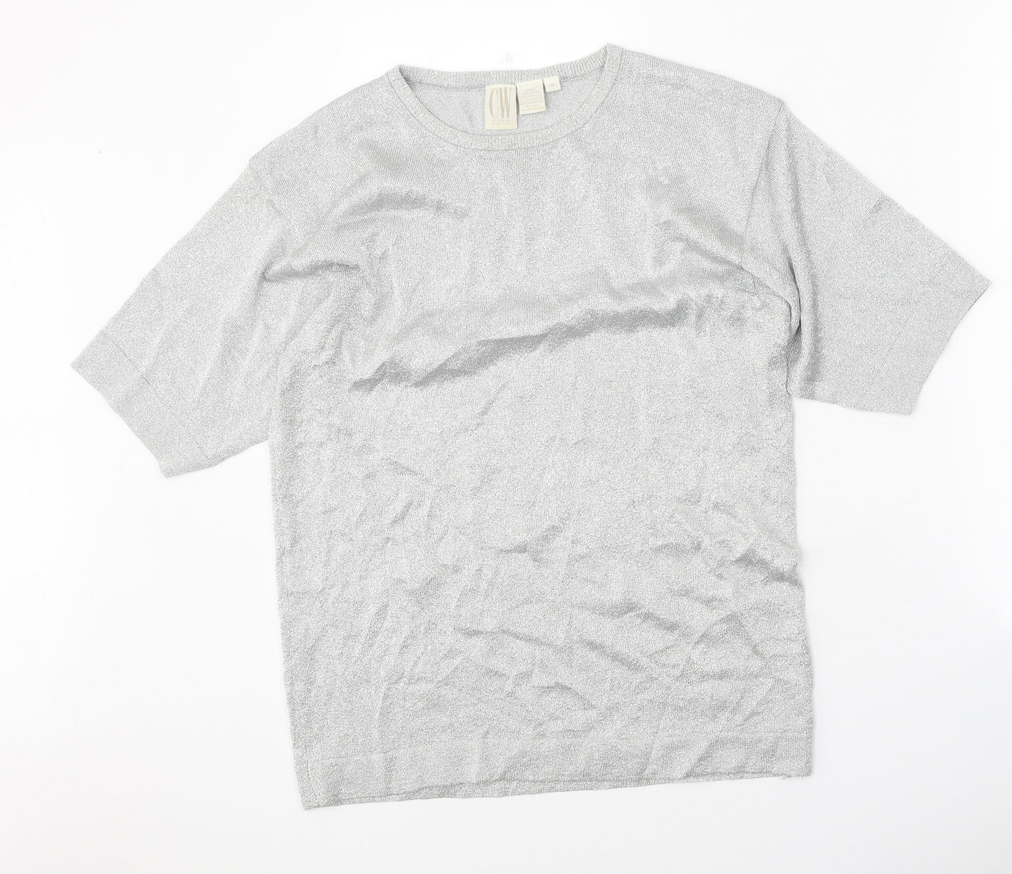 Clifford & Wills Womens Silver Polyester Basic T-Shirt Size M Round Neck