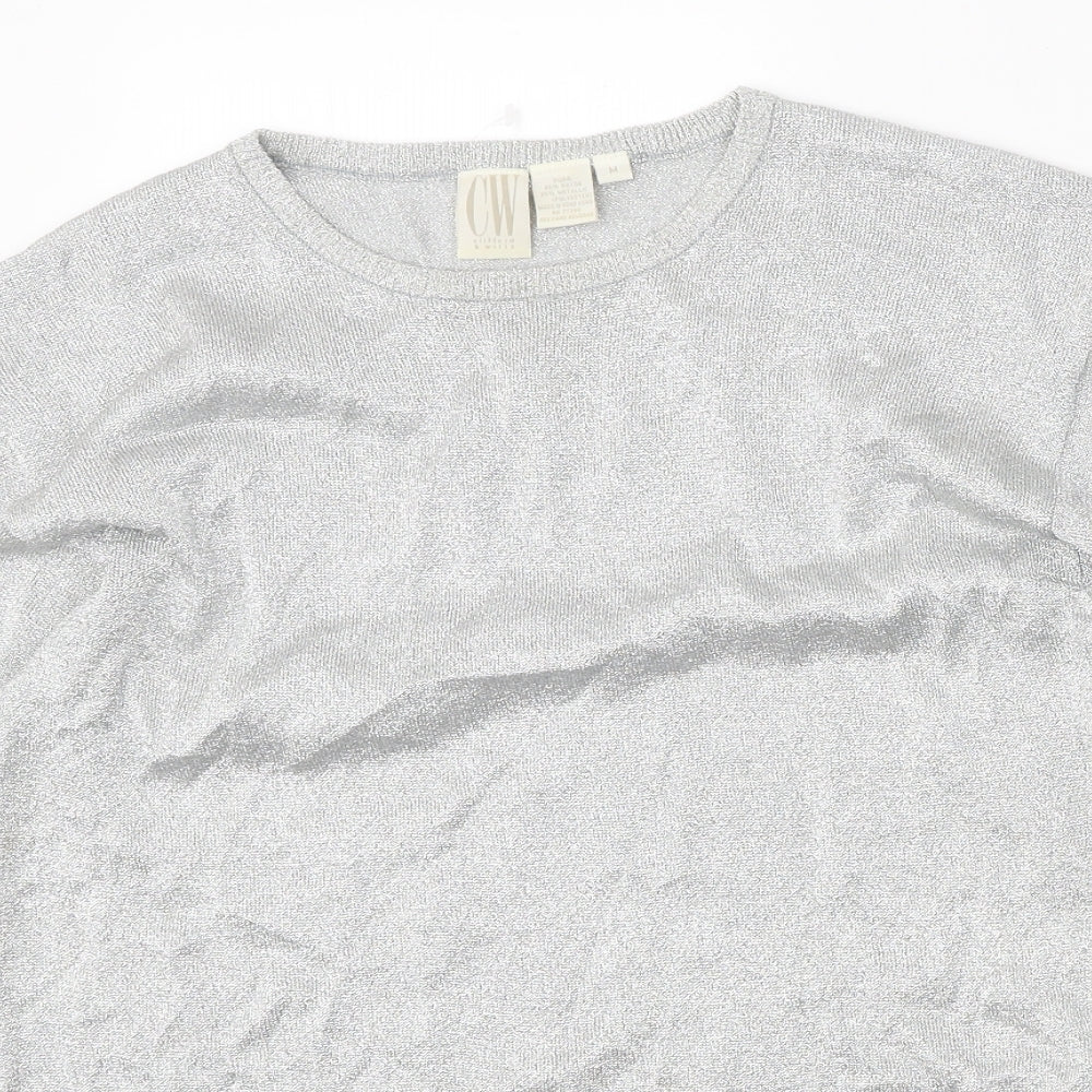Clifford & Wills Womens Silver Polyester Basic T-Shirt Size M Round Neck