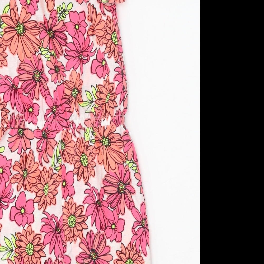Nutmeg Girls Multicoloured Floral Polyester Jumpsuit One-Piece Size 7-8 Years Pullover