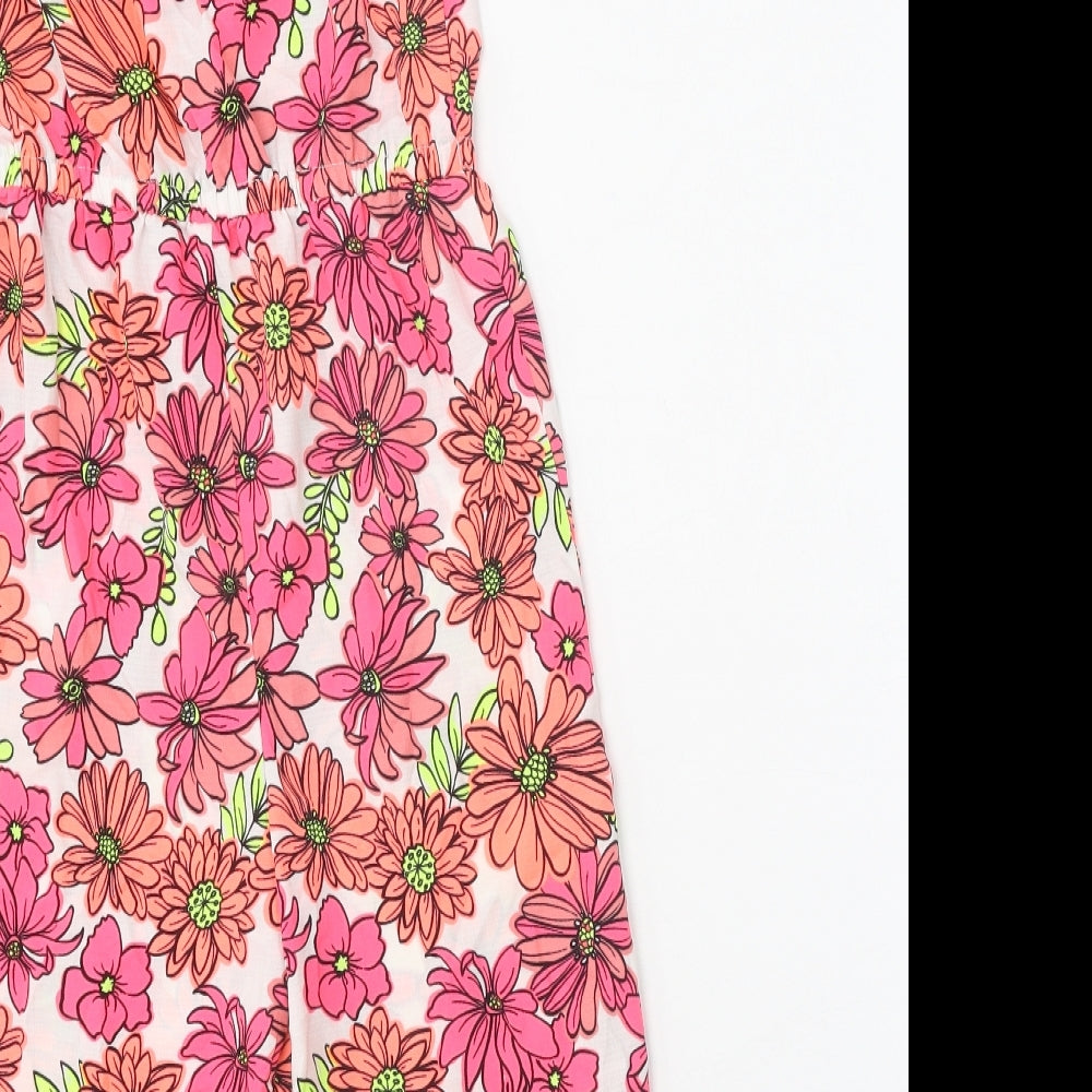 Nutmeg Girls Multicoloured Floral Polyester Jumpsuit One-Piece Size 7-8 Years Pullover