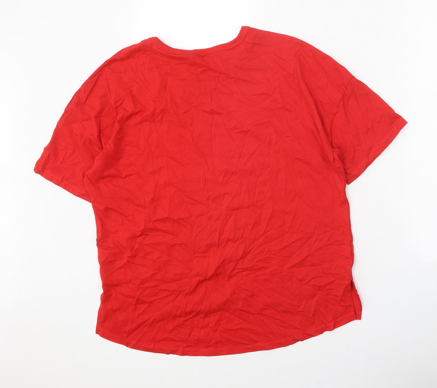 TU Womens Red 100% Cotton Basic T-Shirt Size 8 Round Neck