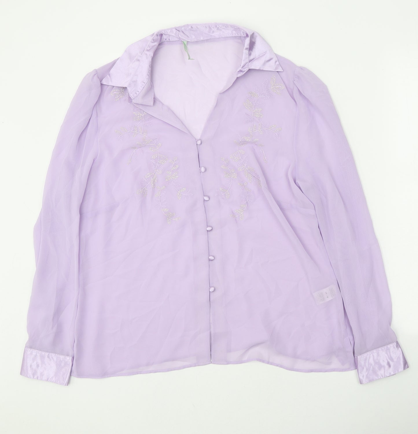 Marks and Spencer Womens Purple Polyester Basic Button-Up Size 18 V-Neck