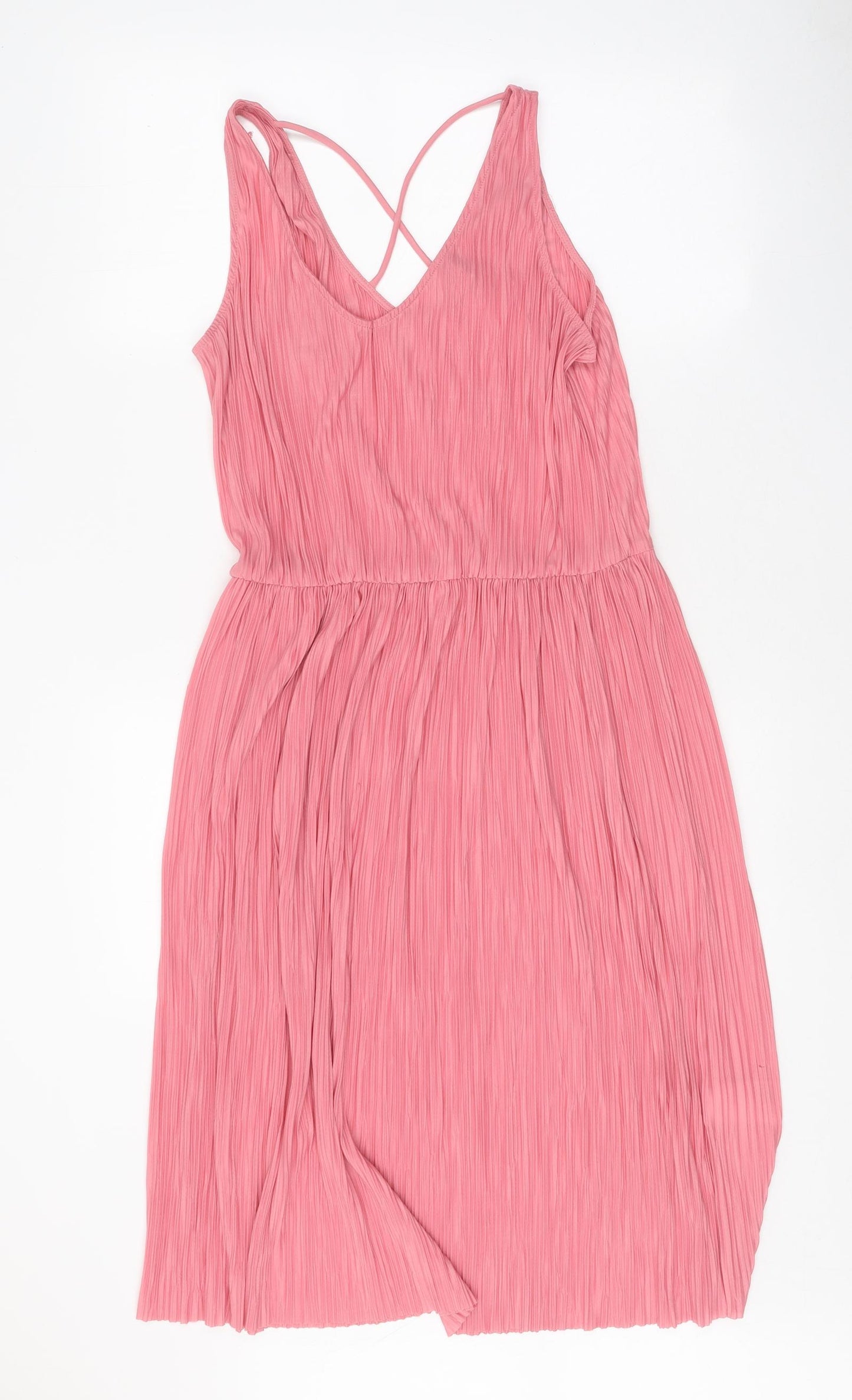 H&M Womens Pink Polyester Tank Dress Size M V-Neck Pullover