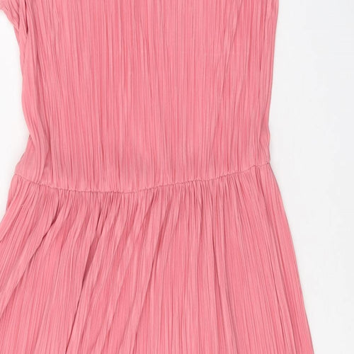 H&M Womens Pink Polyester Tank Dress Size M V-Neck Pullover