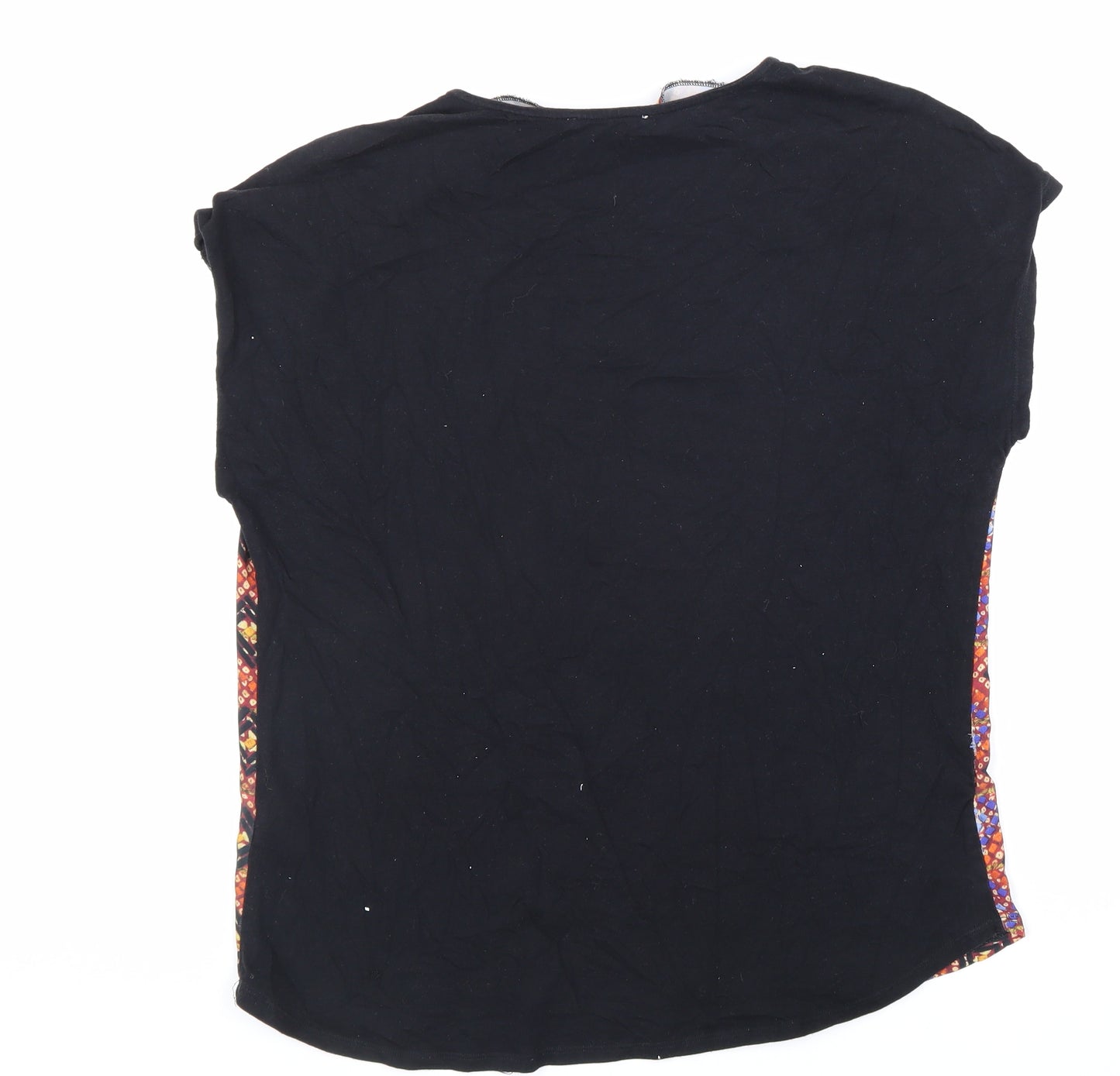 Marks and Spencer Womens Multicoloured Geometric Cotton Basic Blouse Size 12 Round Neck