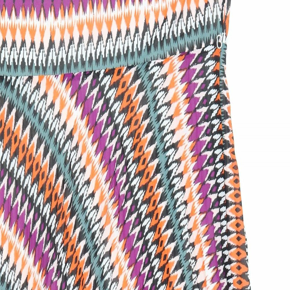 Marks and Spencer Womens Multicoloured Geometric Polyester Tank Dress Size 24 V-Neck Zip