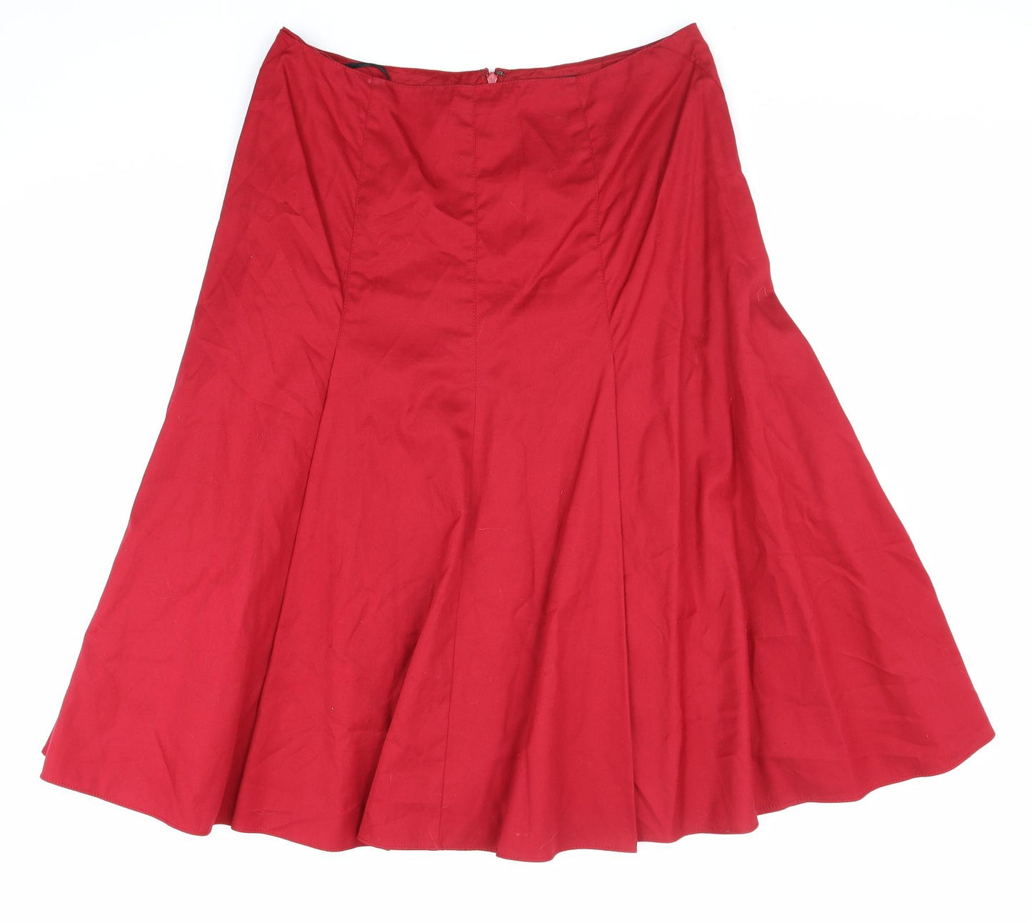 Linea Womens Red Cotton Flare Skirt Size 14 Zip