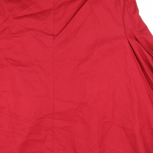 Linea Womens Red Cotton Flare Skirt Size 14 Zip