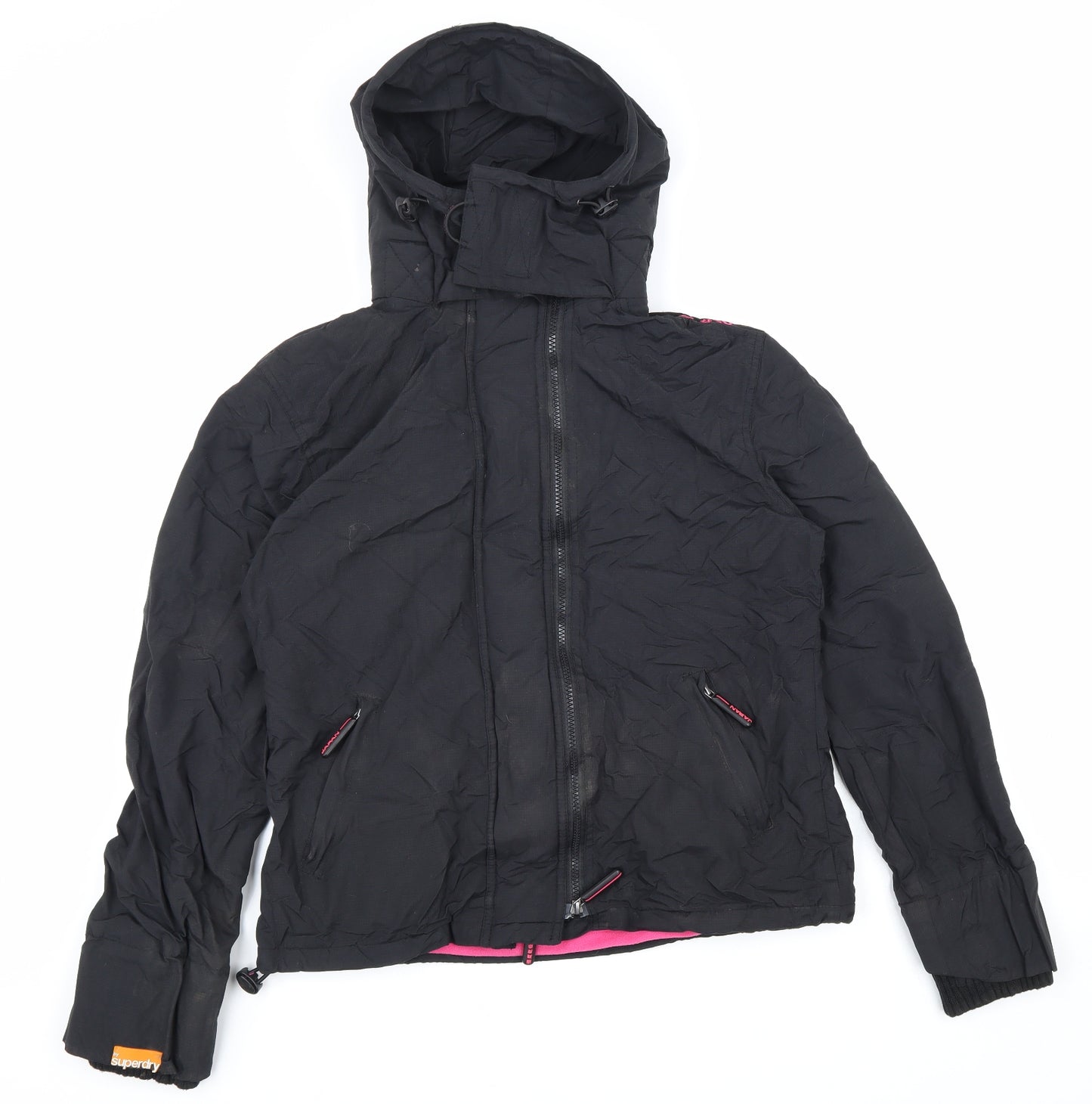 Superdry Womens Black Windbreaker Coat Size XL Zip