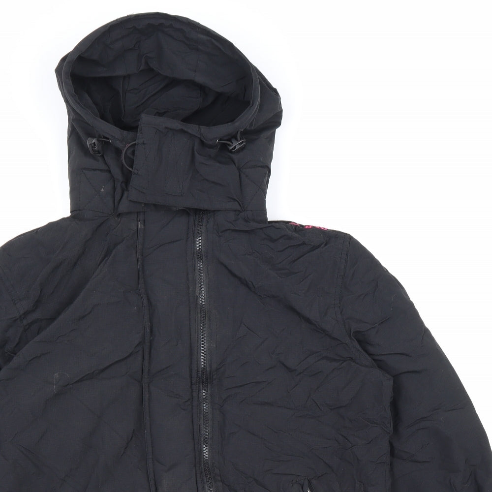 Superdry Womens Black Windbreaker Coat Size XL Zip