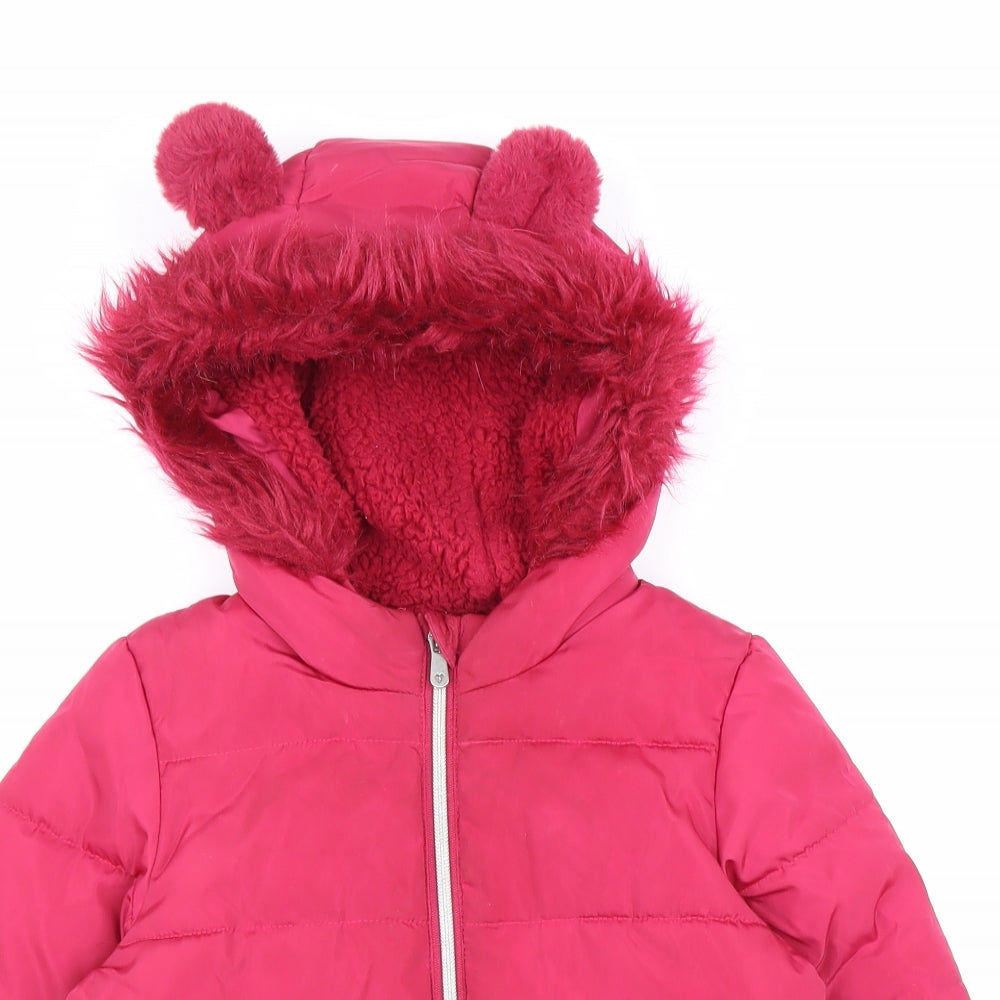 TU Girls Pink Quilted Coat Size 3-4 Years Zip