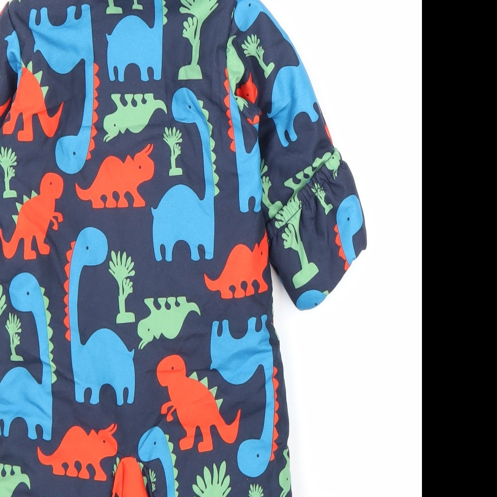 Marks and Spencer Boys Multicoloured Quilted Snowsuit Size 0-3 Months Zip - Dinosaur