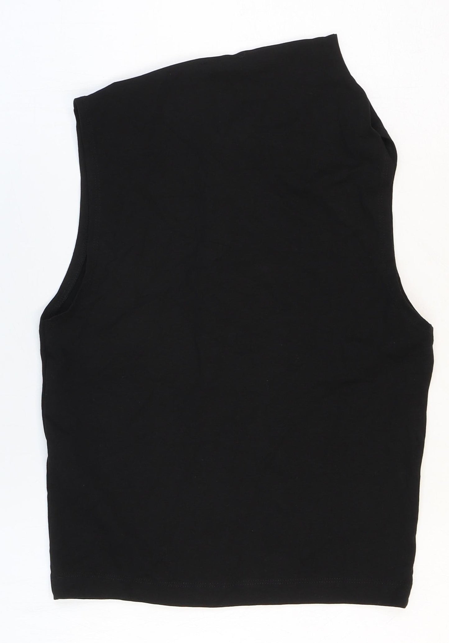 Zara Womens Black Cotton Basic Tank Size S Square Neck