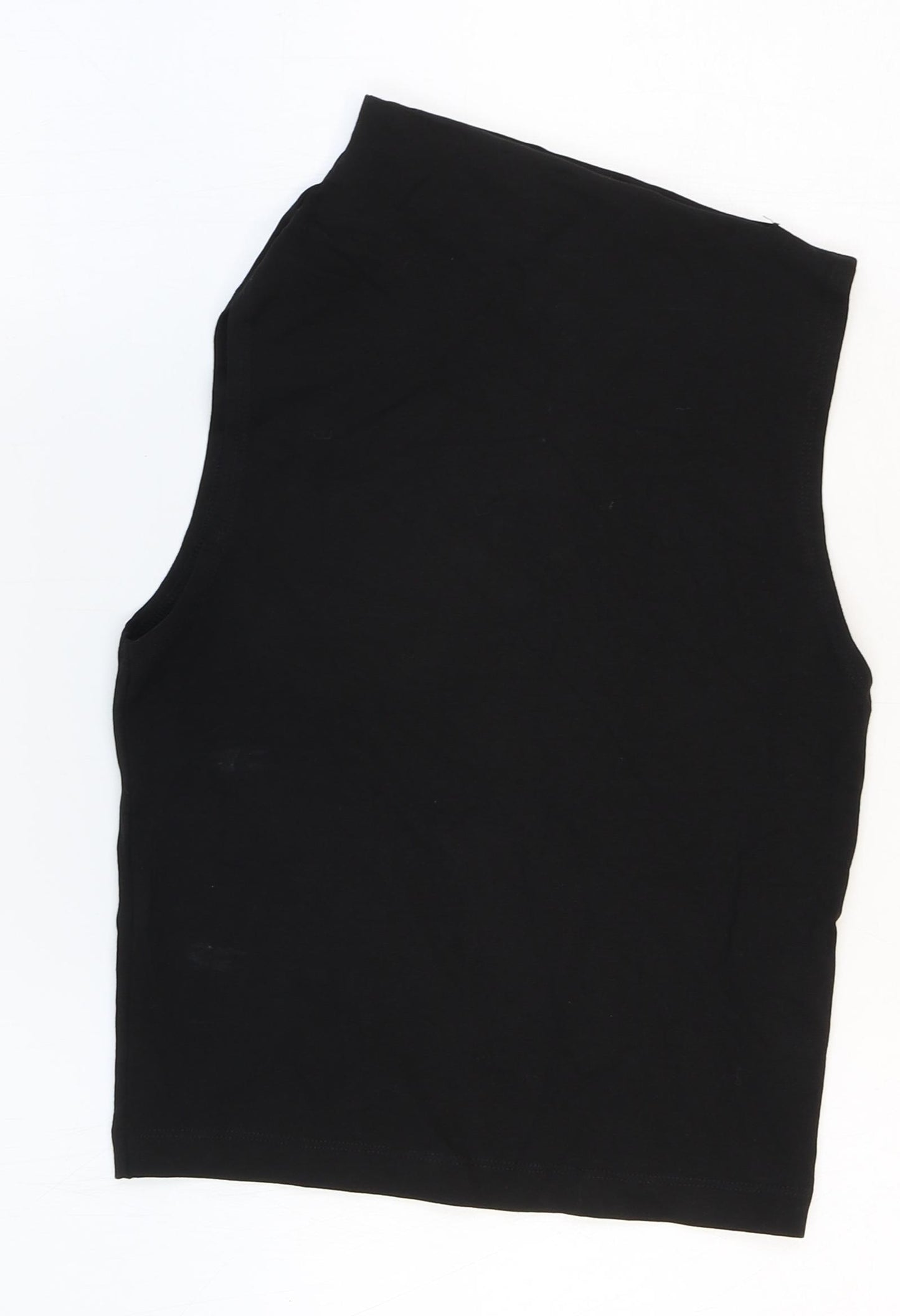 Zara Womens Black Cotton Basic Tank Size S Square Neck