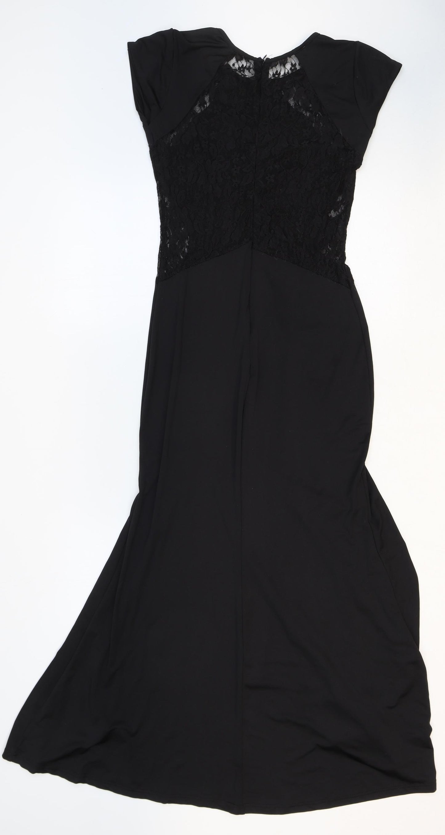 Zanzea1 Womens Black Polyester Ball Gown Size 2XL Round Neck Zip