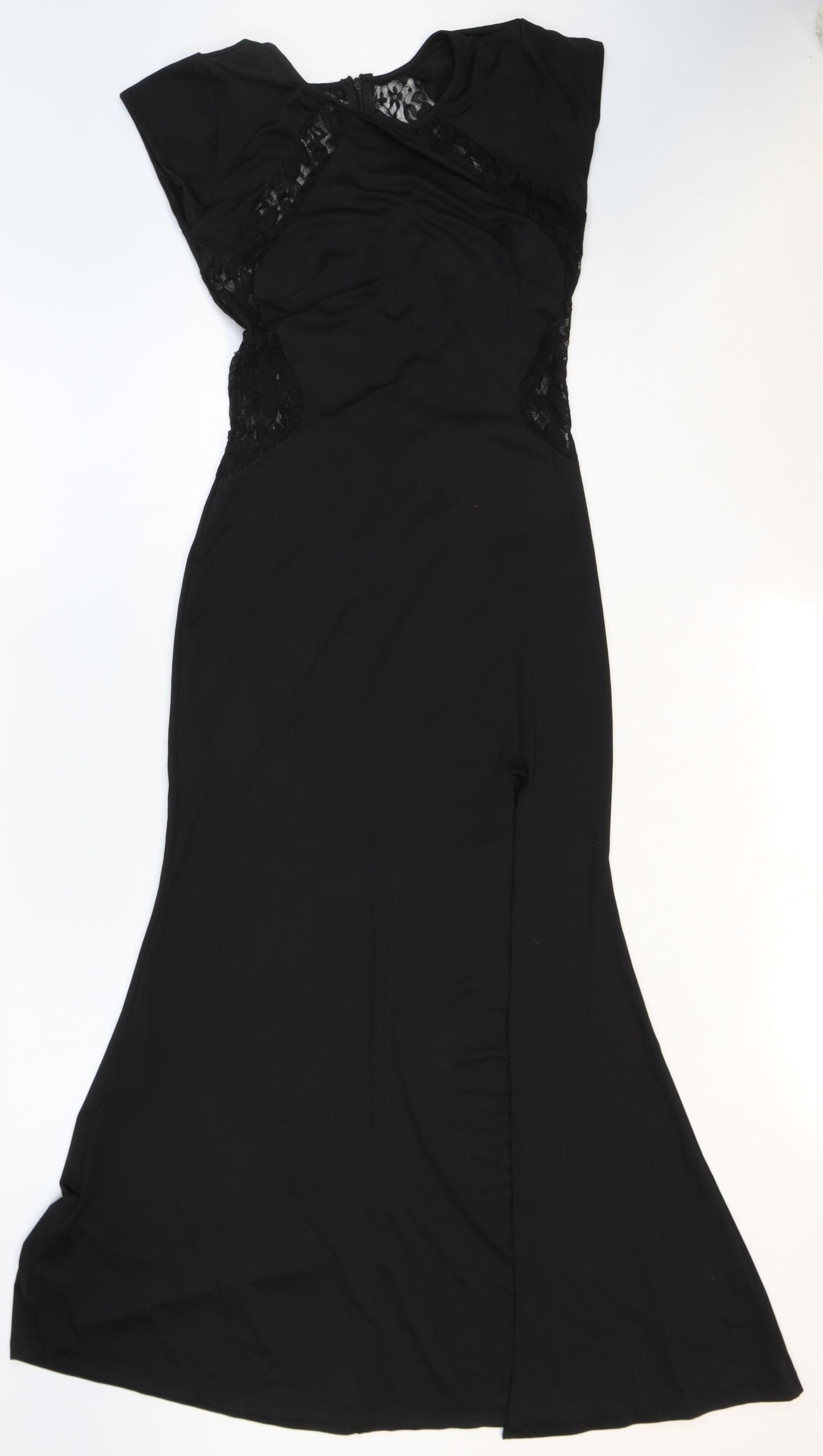 Zanzea1 Womens Black Polyester Ball Gown Size 2XL Round Neck Zip