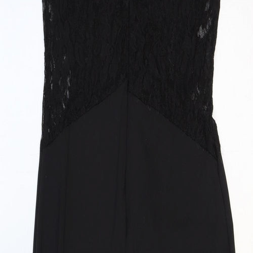Zanzea1 Womens Black Polyester Ball Gown Size 2XL Round Neck Zip