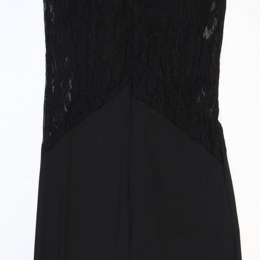 Zanzea1 Womens Black Polyester Ball Gown Size 2XL Round Neck Zip