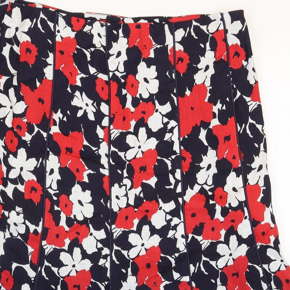 Petite Collection Womens Multicoloured Floral Polyester A-Line Skirt Size 14 Zip