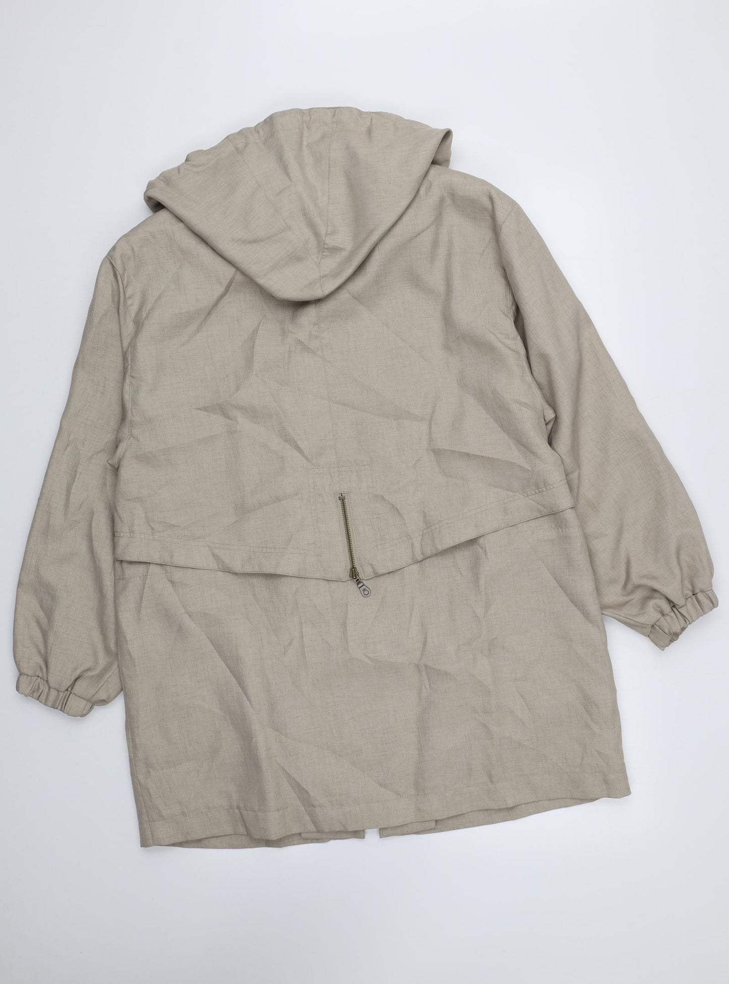 Preworn Womens Beige Rain Coat Coat Size M Zip