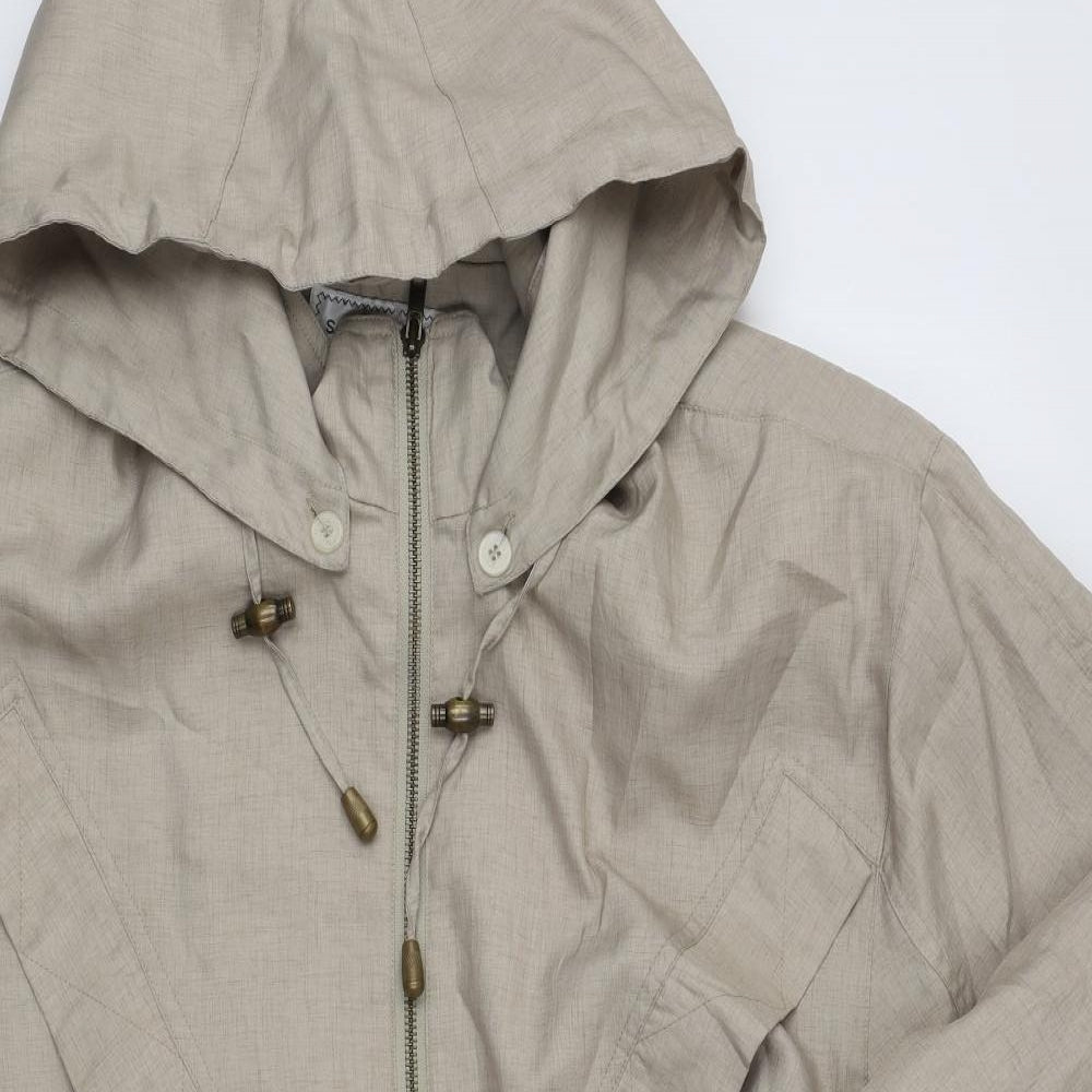 Preworn Womens Beige Rain Coat Coat Size M Zip