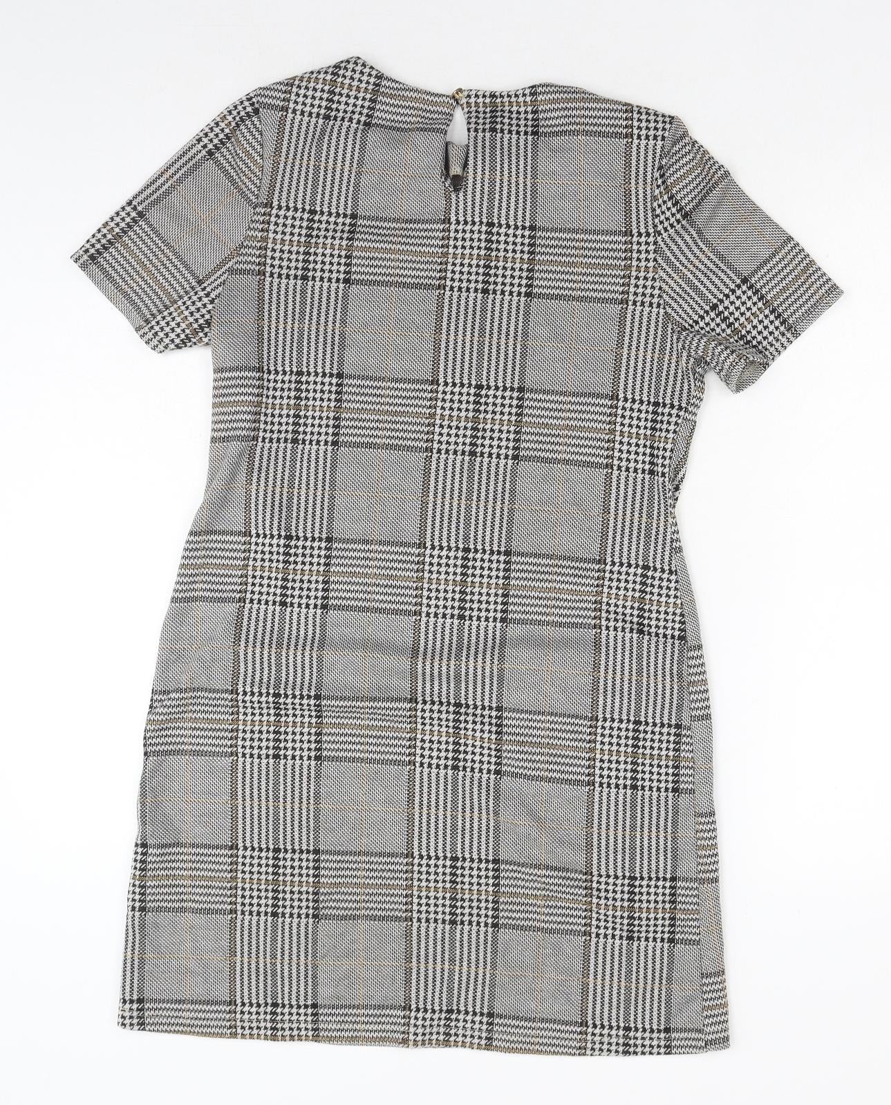 Dorothy Perkins Womens Grey Geometric Polyester Shift Size 10 Round Neck Pullover