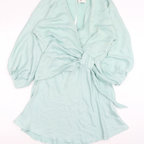 Zara Womens Blue Polyester A-Line Size XS V-Neck Pullover