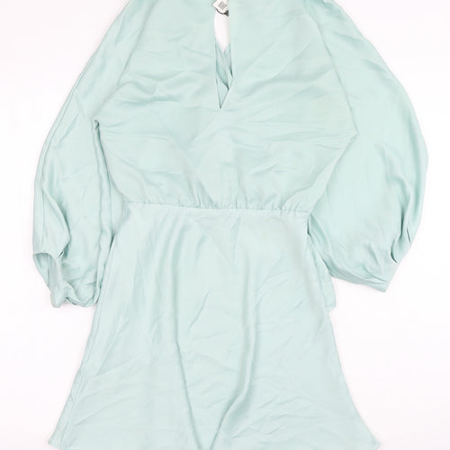 Zara Womens Blue Polyester A-Line Size XS V-Neck Pullover